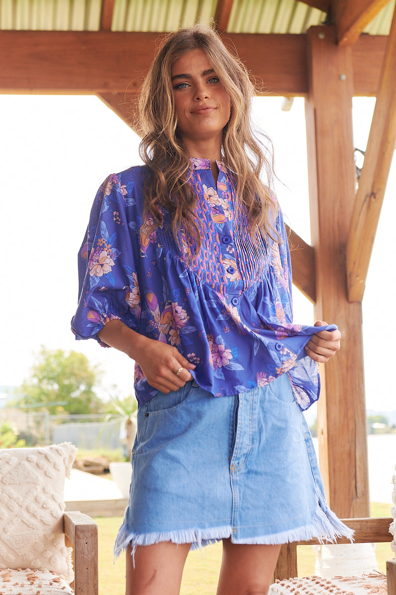 Allyra Blouse - Indigo Dreams