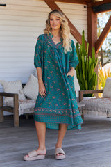 Bohemian Midi Dress - Evergreen