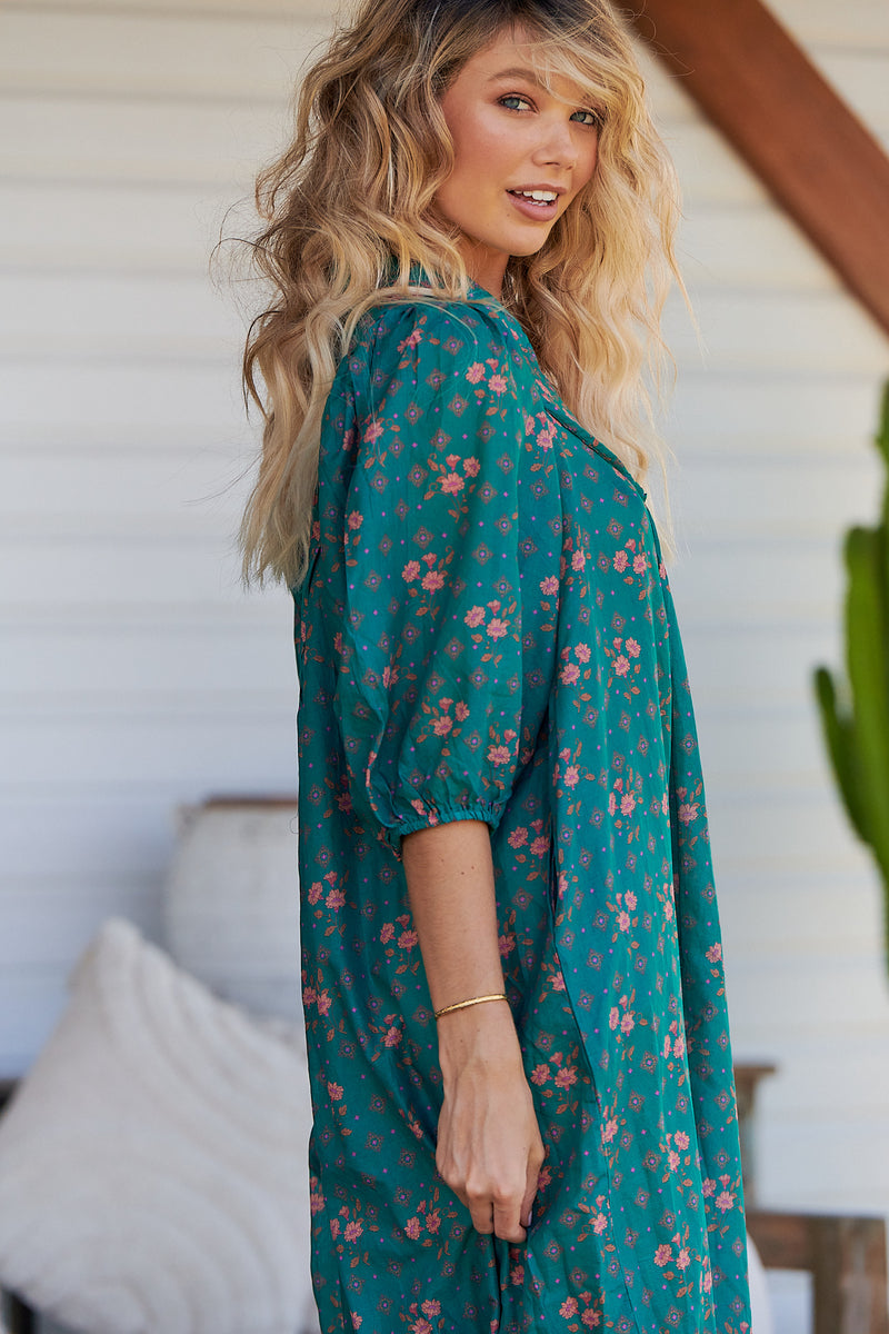 Bohemian Midi Dress - Evergreen