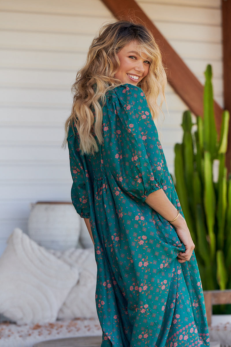 Bohemian Midi Dress - Evergreen