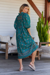 Bohemian Midi Dress - Evergreen