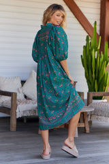 Bohemian Midi Dress - Evergreen