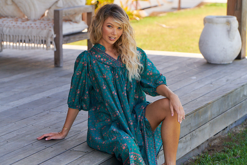 Bohemian Midi Dress - Evergreen