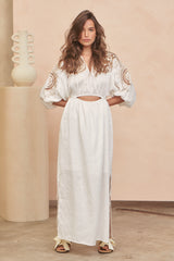 Anaya Embroidered Maxi Dress - Coconut