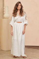 Anaya Embroidered Maxi Dress - Coconut