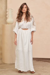 Anaya Embroidered Maxi Dress - Coconut