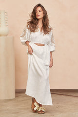 Anaya Embroidered Maxi Dress - Coconut