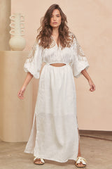 Anaya Embroidered Maxi Dress - Coconut