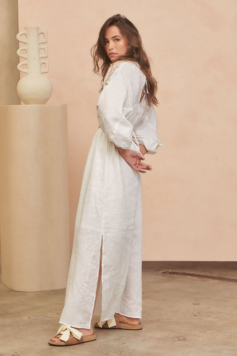 Anaya Embroidered Maxi Dress - Coconut