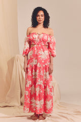 Eden Linen MAXI Dress - Hawaii Rose