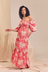 Eden Linen MAXI Dress - Hawaii Rose