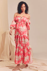 Eden Linen MAXI Dress - Hawaii Rose