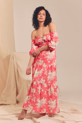 Eden Linen MAXI Dress - Hawaii Rose