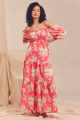 Eden Linen MAXI Dress - Hawaii Rose