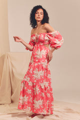 Eden Linen MAXI Dress - Hawaii Rose