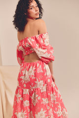 Eden Linen MAXI Dress - Hawaii Rose