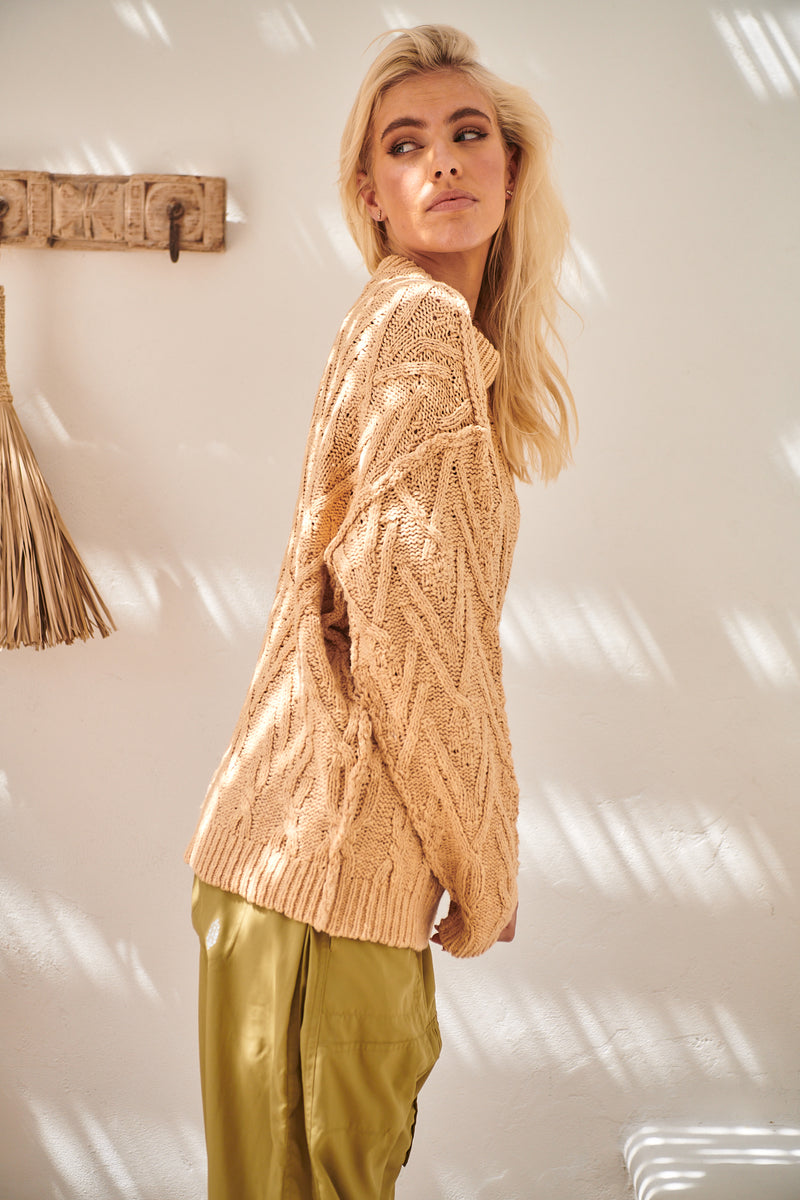 Isla Cable Tunic Jumper - Camel