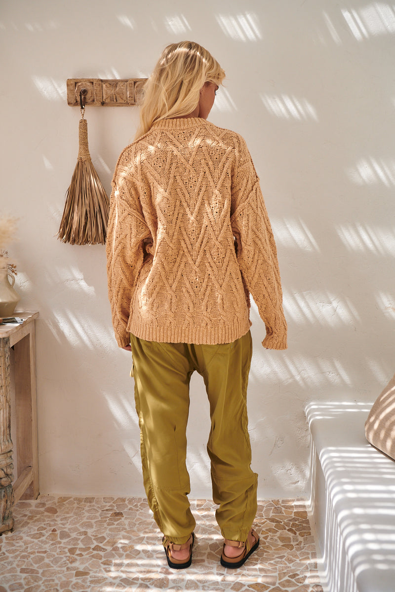 Isla Cable Tunic Jumper - Camel