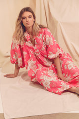 Boheme Linen Midi Dress - HAWAII ROSE