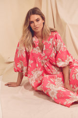 Boheme Linen Midi Dress - HAWAII ROSE