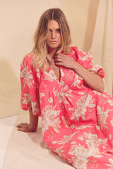 Boheme Linen Midi Dress - HAWAII ROSE