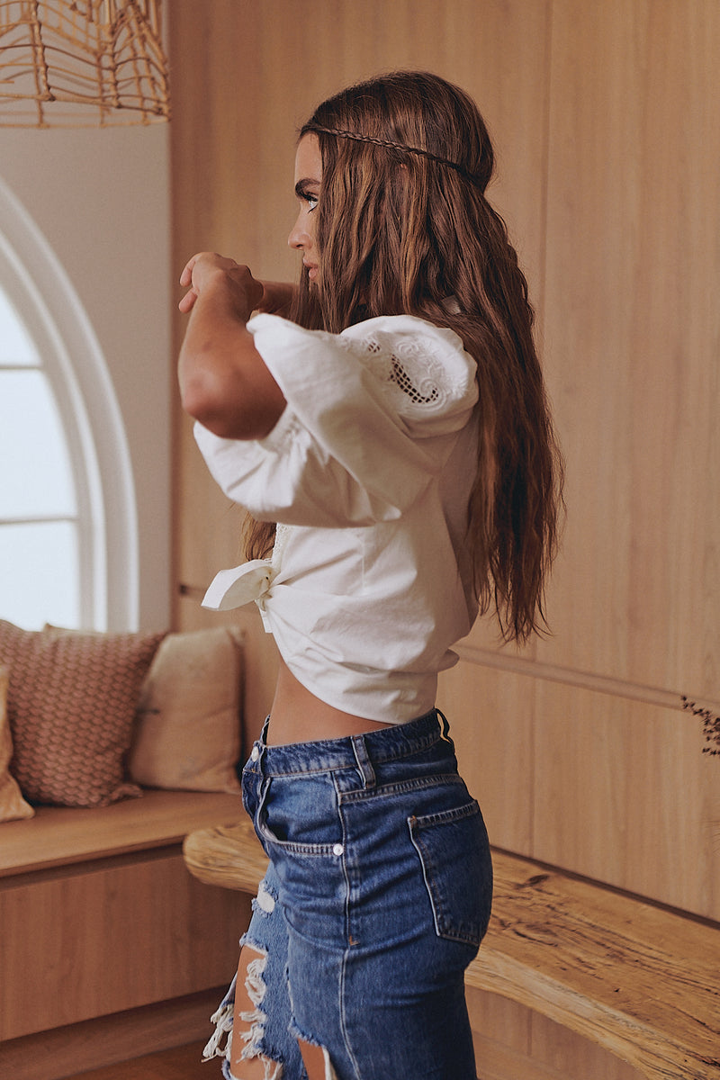 FLORA EMBROIDERY BLOUSE - Ivory ~ MOS the label