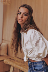 FLORA EMBROIDERY BLOUSE - Ivory ~ MOS the label
