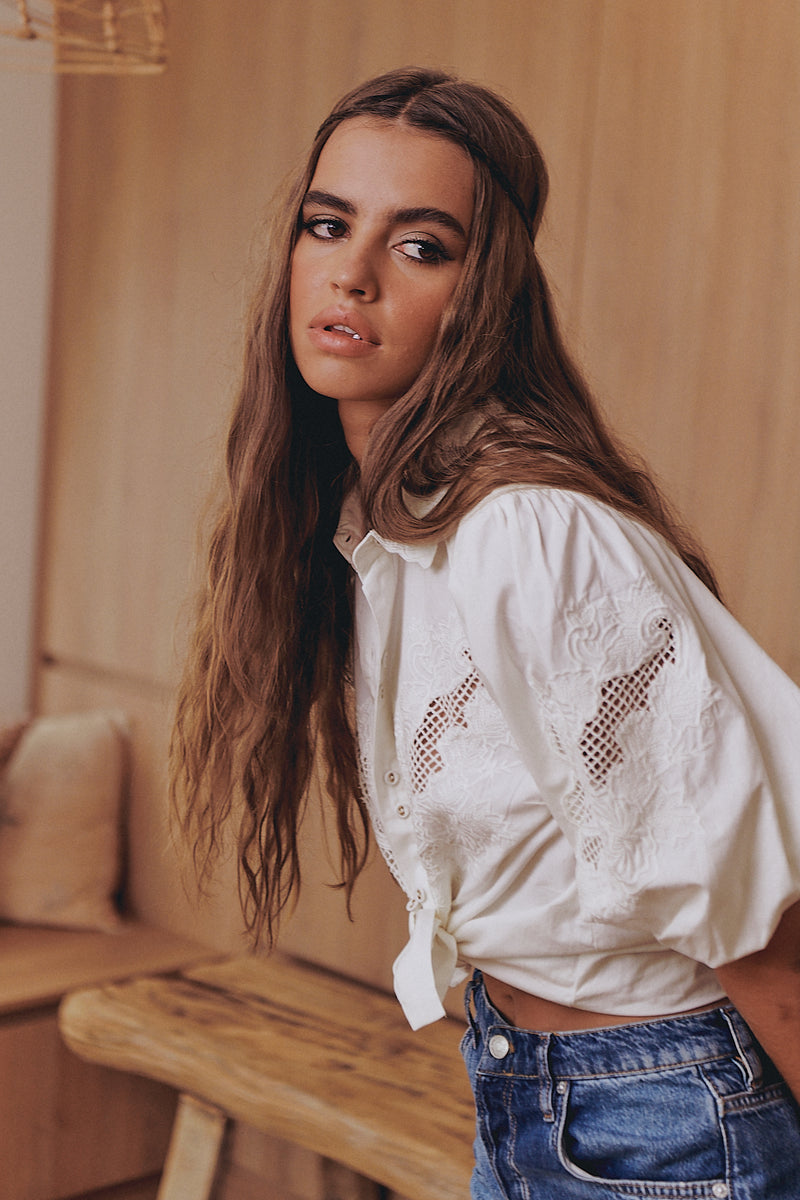 FLORA EMBROIDERY BLOUSE - Ivory ~ MOS the label