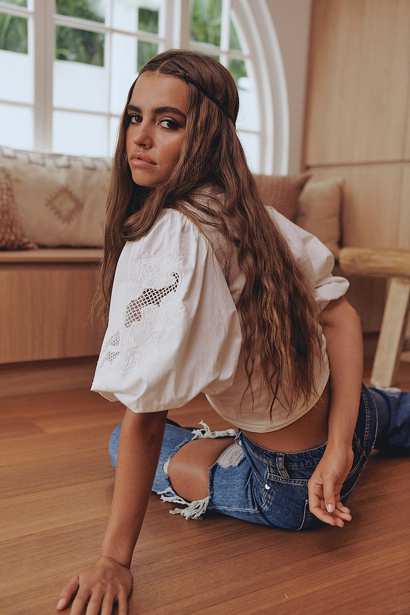 FLORA EMBROIDERY BLOUSE - Ivory ~ MOS the label