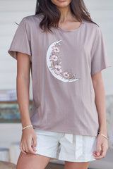 Vintage Tee - Crescent Moon  ~ Mocha