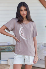 Vintage Tee - Crescent Moon  ~ Mocha