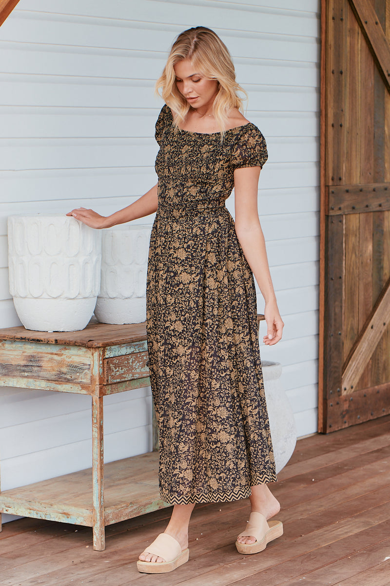UltraViolet Maxi Dress- Black Combo ~ Free People