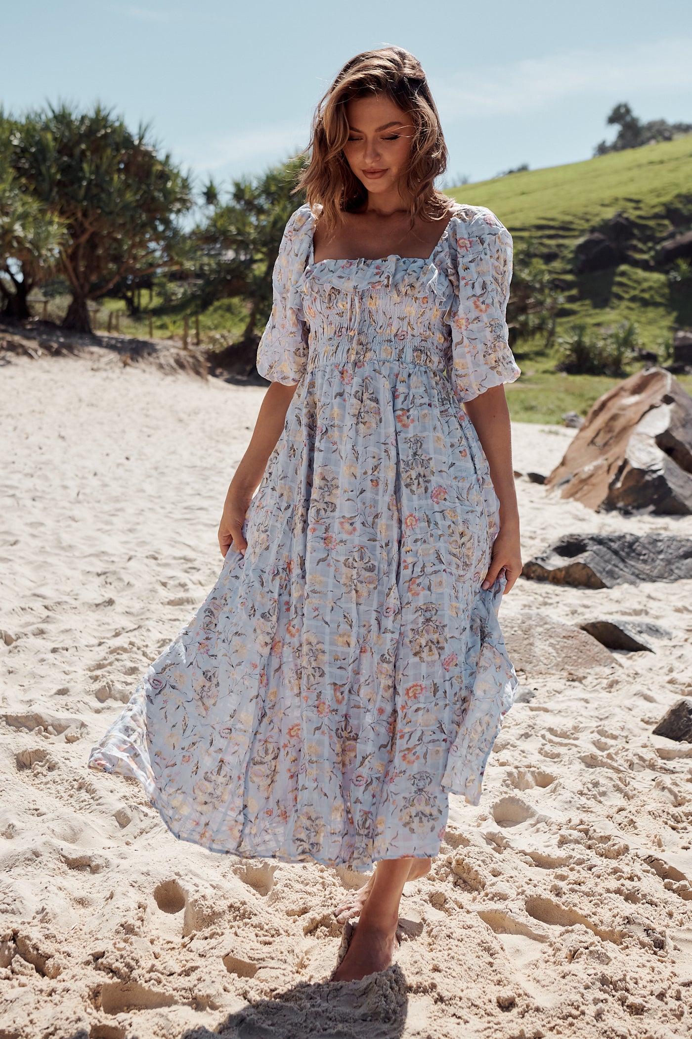 Oasis Printed Midi Dress ~ Free People – Arizonia Rose