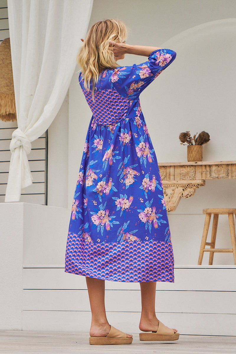 Penny Midi Dress - Indigo Dreams