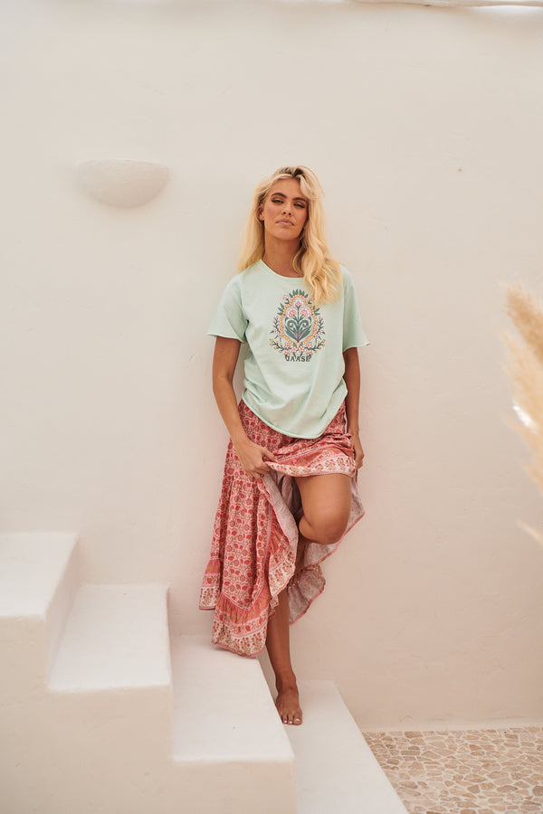 Vintage Tee - Flora ~ Aqua