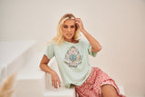 Vintage Tee - Flora ~ Aqua