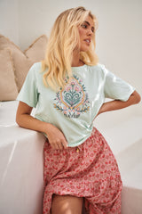 Vintage Tee - Flora ~ Aqua