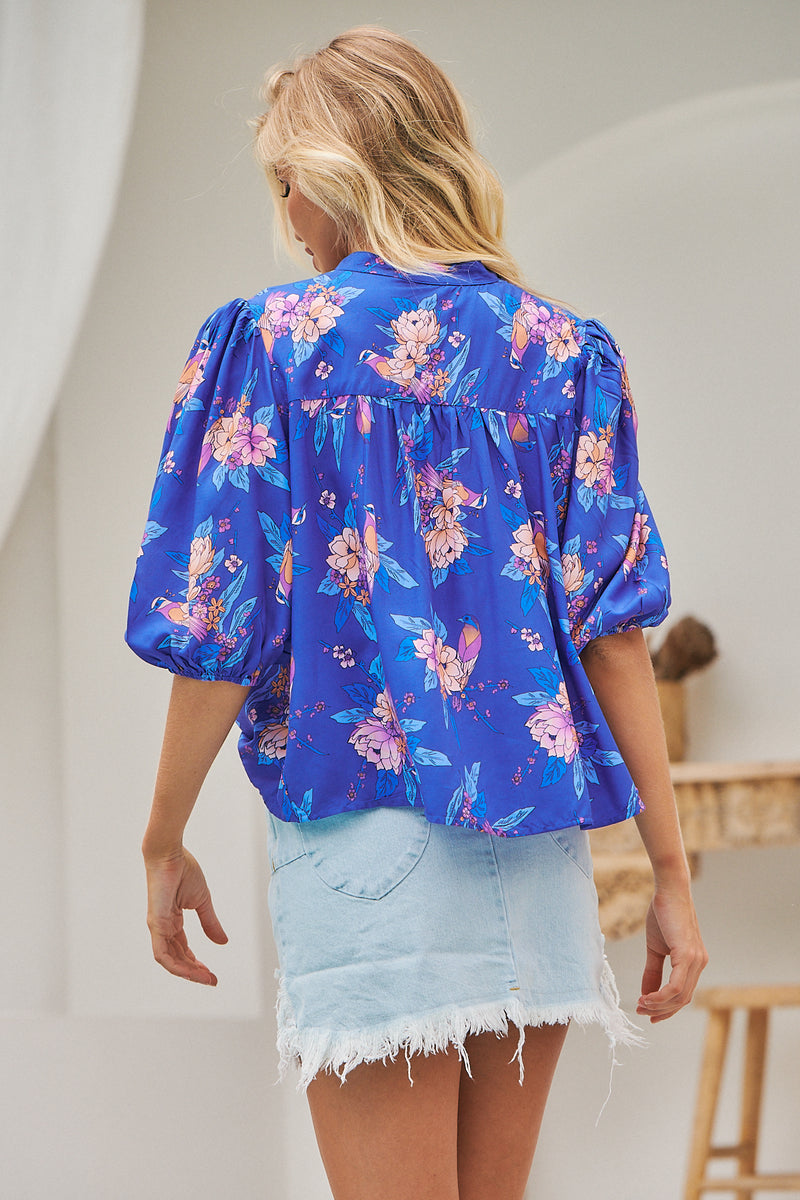 Allyra Blouse - Indigo Dreams