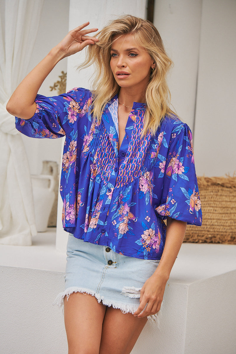 Allyra Blouse - Indigo Dreams