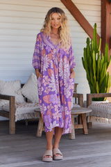 Boheme Midi Dress - Purple Rain