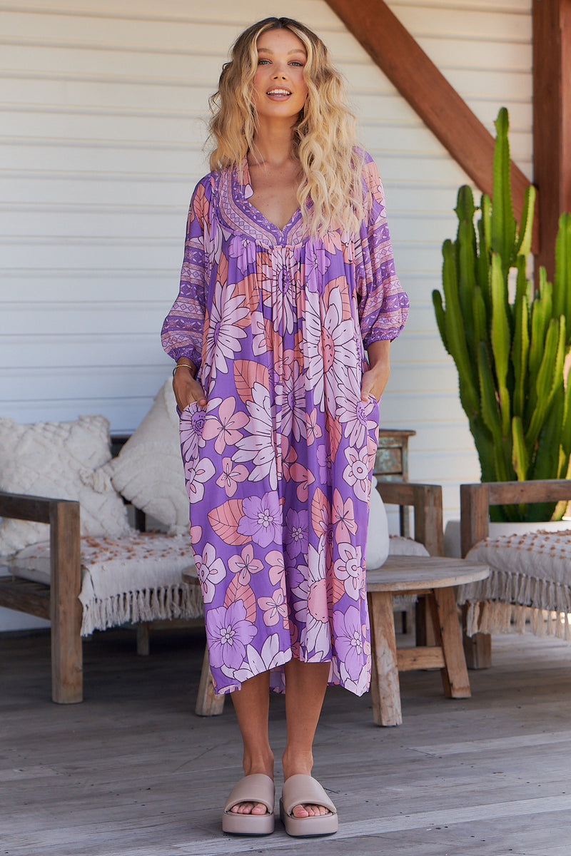 Boheme Midi Dress - Purple Rain