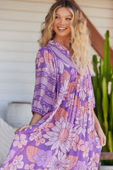 Boheme Midi Dress - Purple Rain