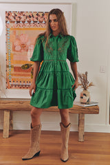 FLORA EMBROIDERY MINI DRESS- Jade ~ Ministry of Style