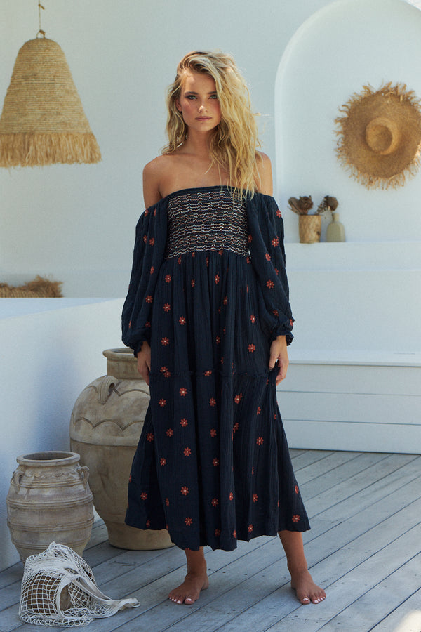 Dahlia Embroidered Maxi - Black Combo ~ Free People