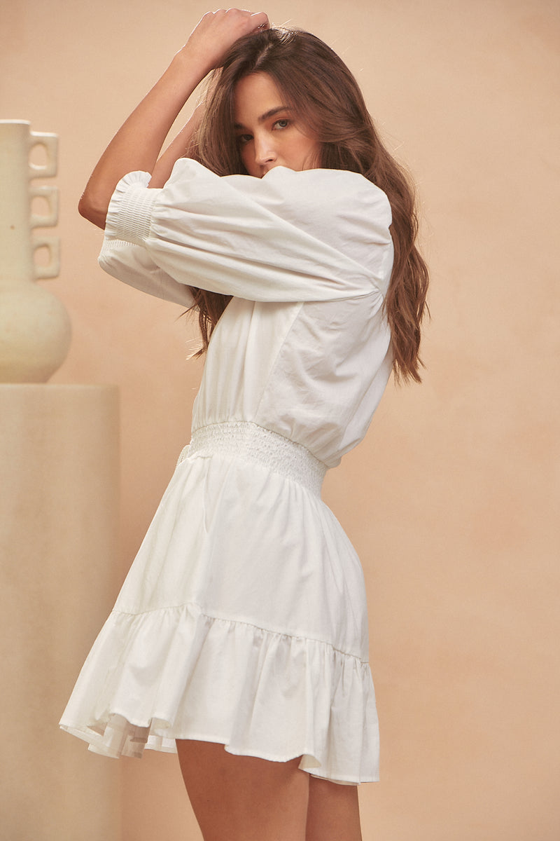 Quinn Mini Dress - Cotton Candy White