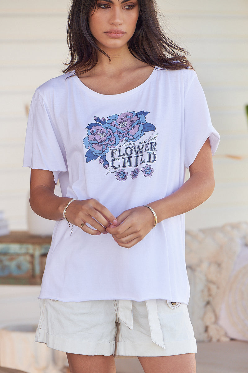 Vintage Tee - Wild Flower Child ~ White