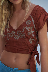 Sahara Embroidered top- Rust