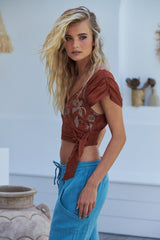 Sahara Embroidered top- Rust