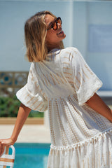 Palace Midi Dress - White Embroidered