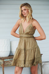 Dhalia Mini Dress- Olive ~ MOS the label